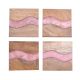Handmade Pink Epoxy River and Acacia Wood Wood Set of 4 Decorative Table Coasters with Stand